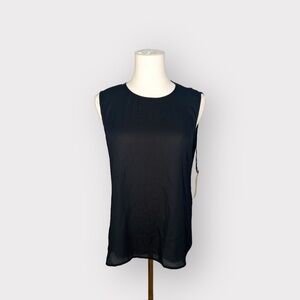Nwt HALOGEN Black Semi Sheer Key Hole Back Top (Sz XS)
